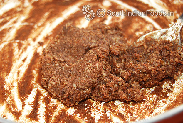 Chocolate sandesh mixture is ready, cut off heat