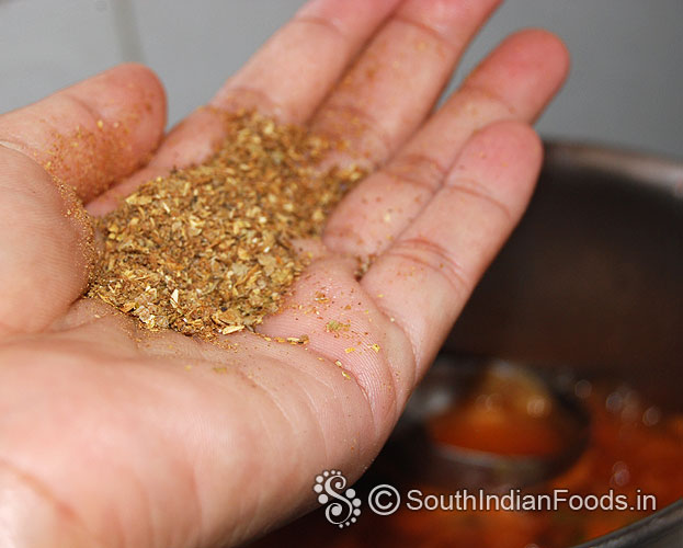 Add freshly ground rasam powder