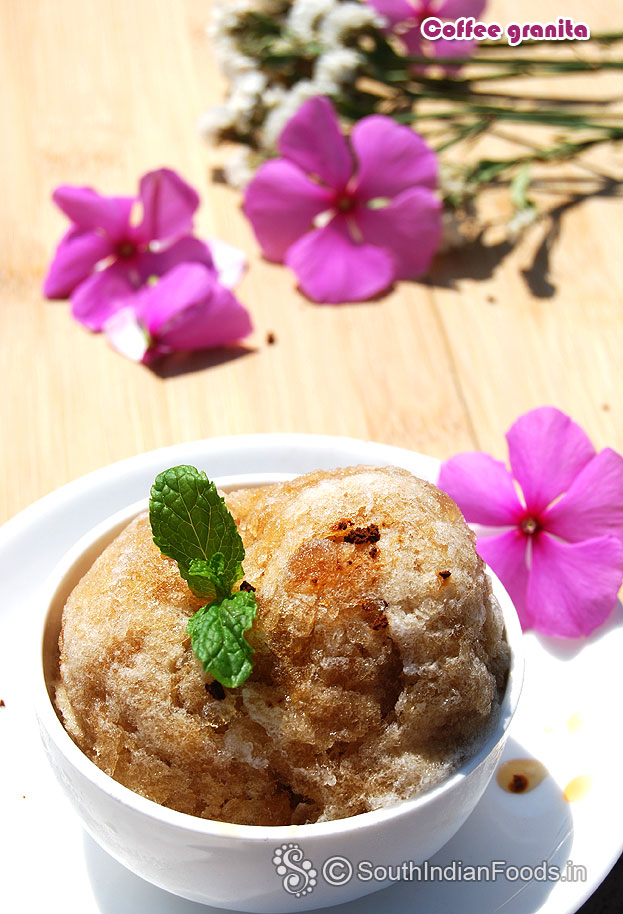 Homemade instant coffee granita