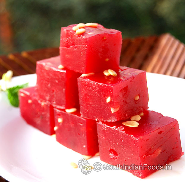 Corn flour halwa with natural colour