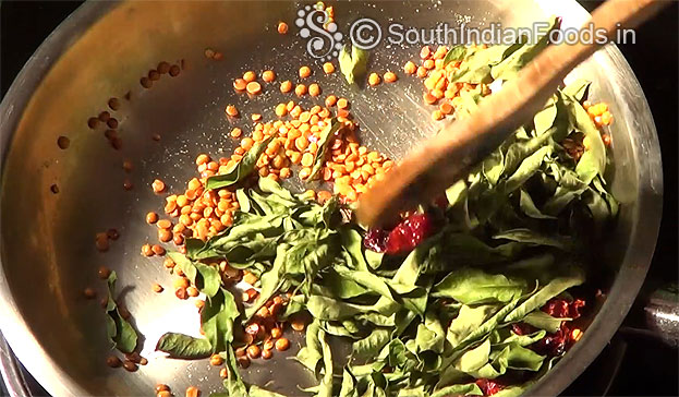 Add curry leaves, roast