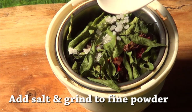 put all roasted ingredients & sea salt, grind to fine powder