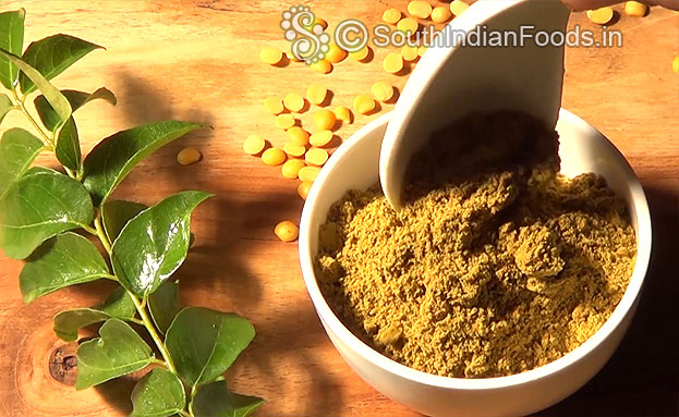 Take 1 tbsp powder, pour 1 tbsp sesame oil, serve with rice, idli, or dosa