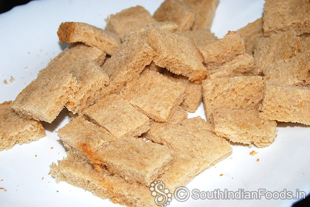 Bread cubes are ready