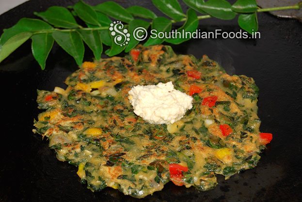 Gothumai murungai keerai roti is ready serve hot with coconut chutney