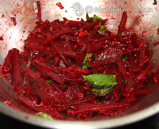 Beetroot poriyal is ready, cut off heat