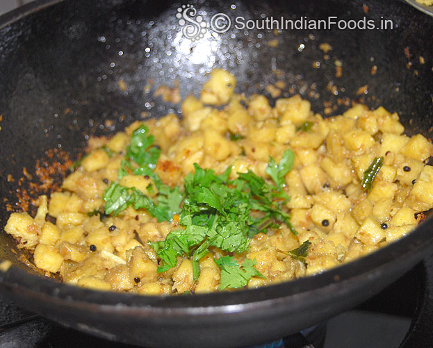 Add coriander, mix well & saute till crisp