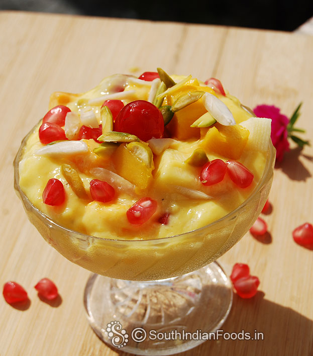 Delicious fruit custard using instant custard powder