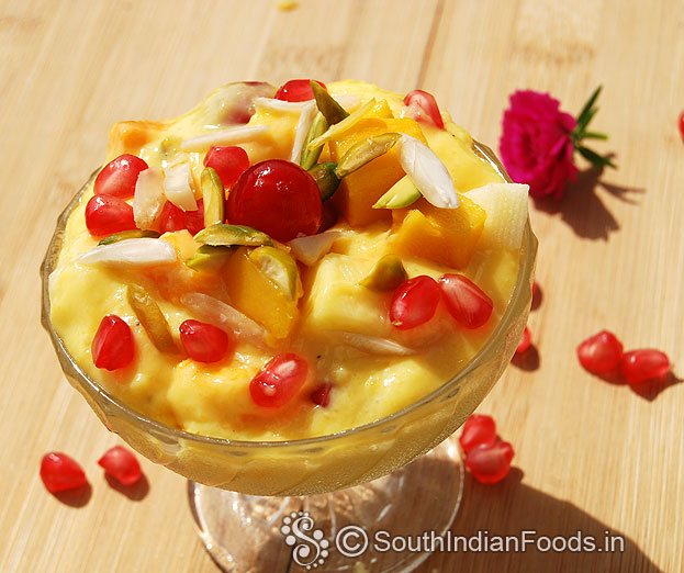 Sweet custard with fruits