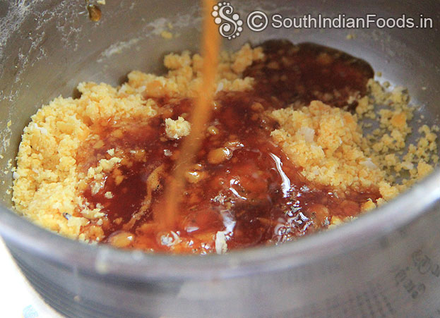 Add jaggery syrup mix well