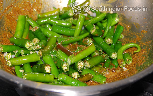 Add dried green chilli mix well