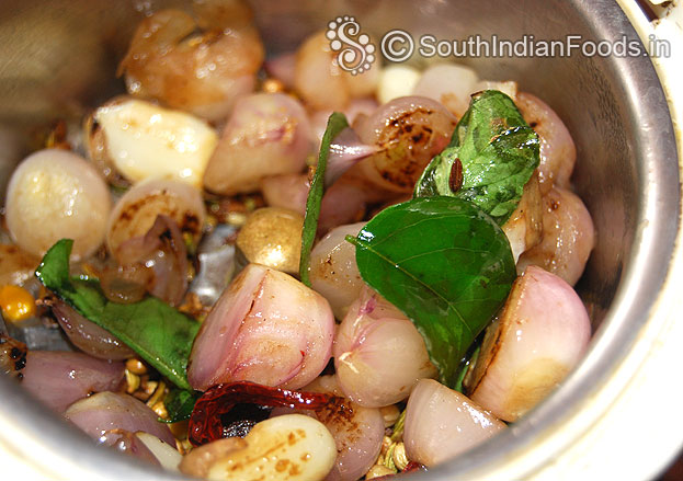 Add roasted ingredients in a mixie jar, finely grind