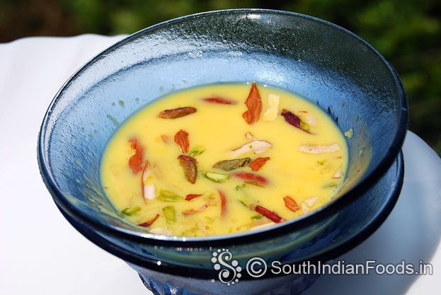 Refrigerate instant basundi serve chilled