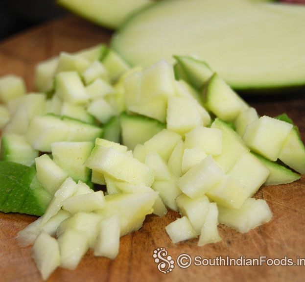 Cut raw mango into cubes