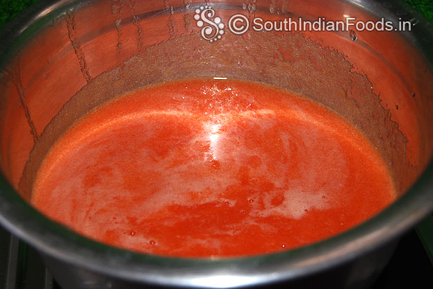Transfer filtered puree to a broad pan, cook on low to medium flame