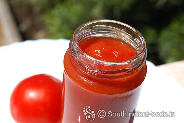 Homemade tomato puree ready, Let it cool