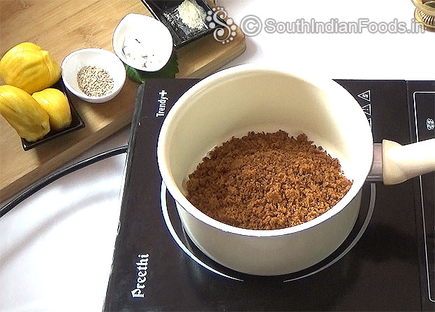 Heat pan add jaggery