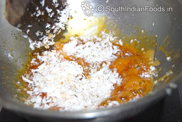 Add coconut, cut off heat
