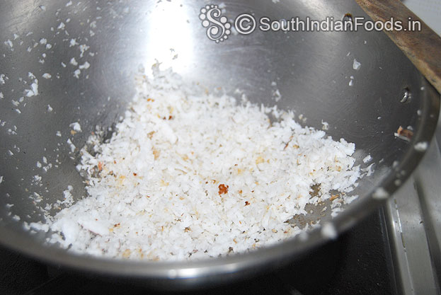 Roasted coconut ready, cut off heat