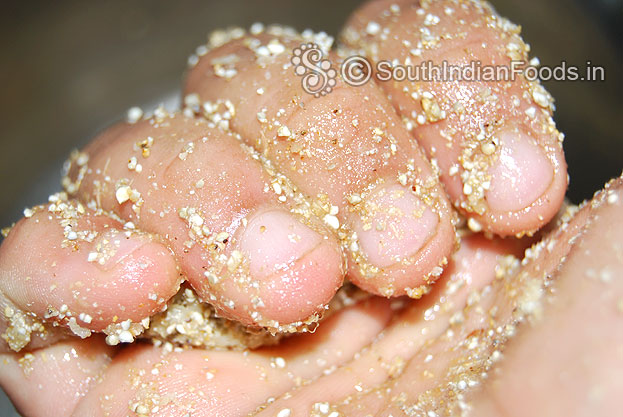 Take a lemon size portion of dough then fold & press gently with your fingers