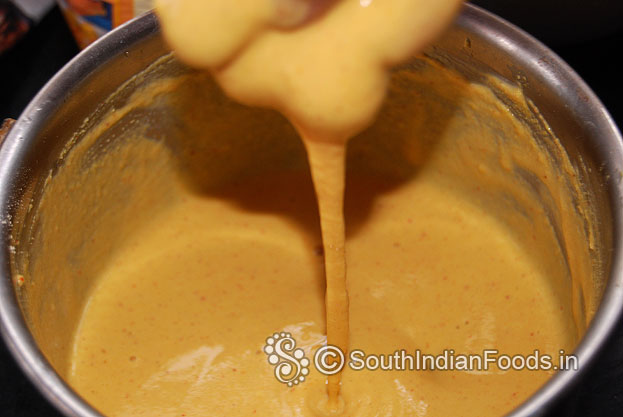 Add water make flowing batter consistency