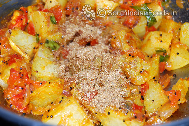 Add freshly ground coriander, cumin & pepper powder