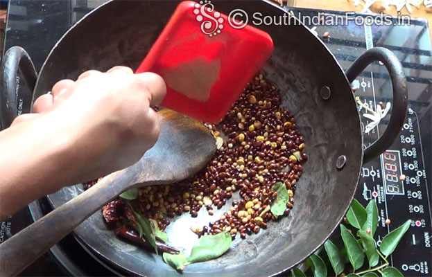 Add all roasted ingredients, add hing, roast for 2 min