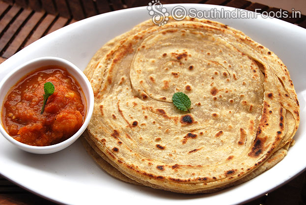 Crispy layered wheat flour paratha ready, serve hot with any raita or gravy