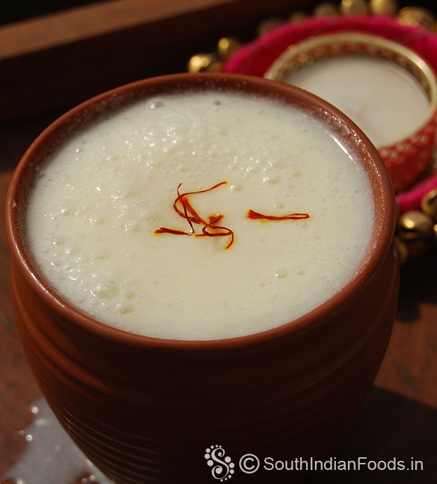 Sweet lassi with cardamom & saffron