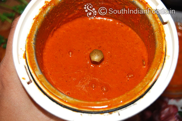 Freshly ground vathal kuzhambu mixture is ready