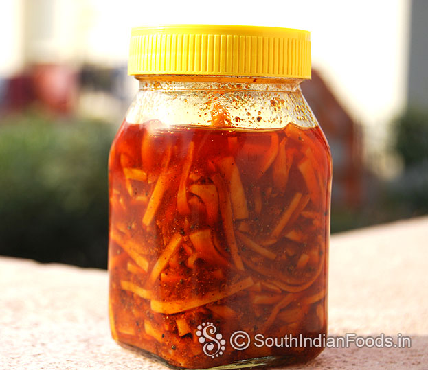 Store maa inji pickle in a glass jar