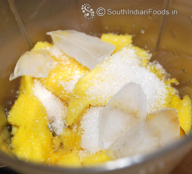 Add sugar, ice cubes, chilled water