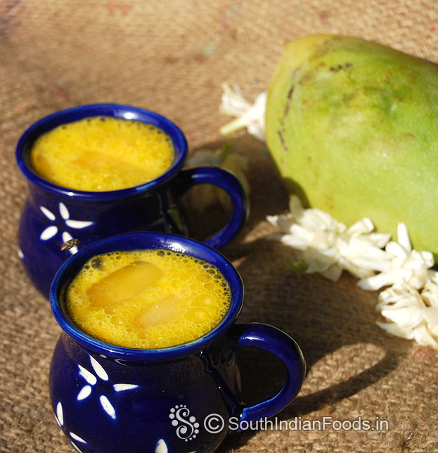 Mango lassi ready, serve immediately