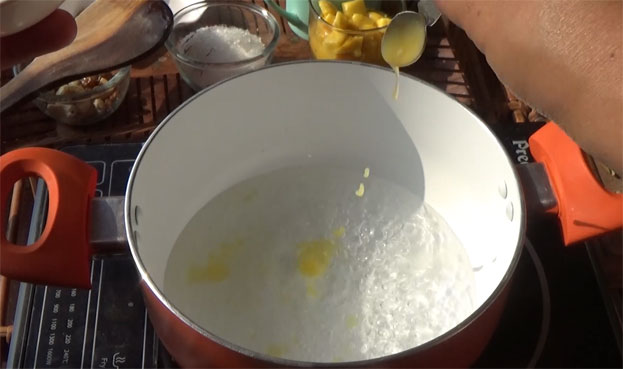 Let it boil, add ghee