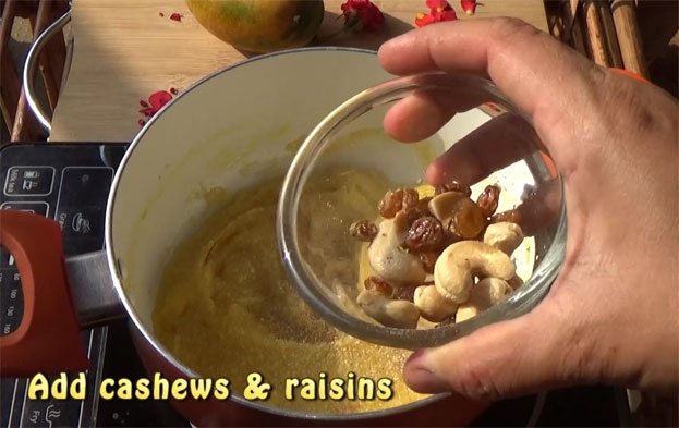 Add roasted nuts & raisins