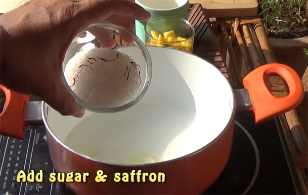 Add sugar, saffron