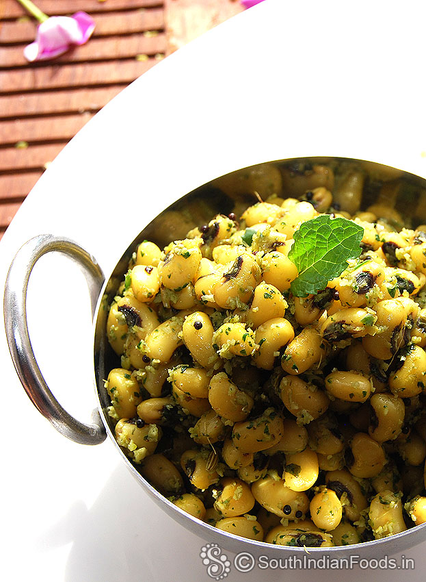 Cowpea masala sundal ready, serve hot with rice