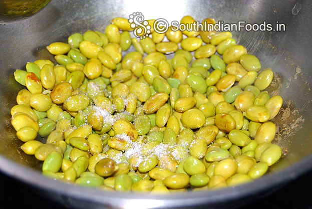 Add parboiled mochakottai & salt saute