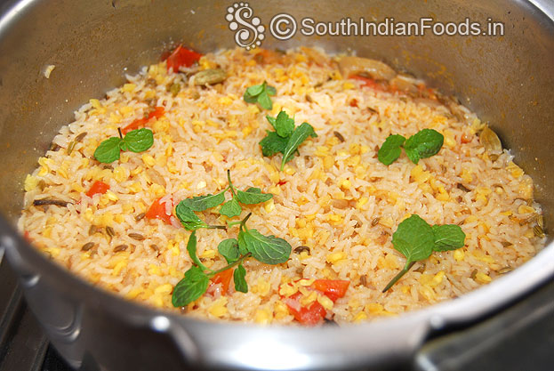 After 3 whistles, add mint leaves