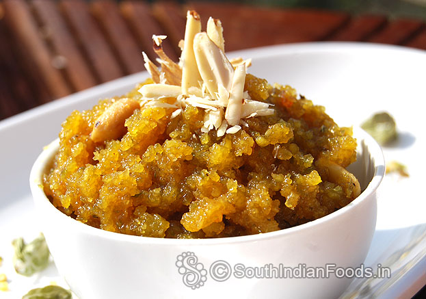 Green moong dal halwa ready