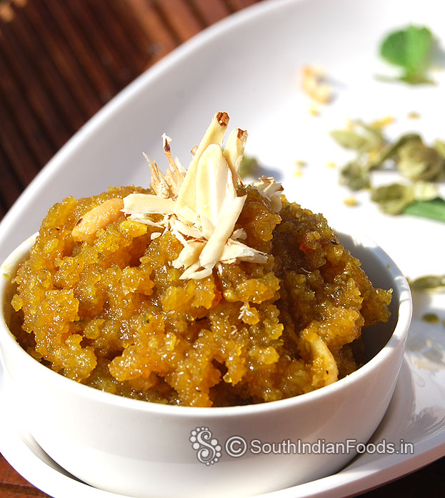 Healthy moong dal jaggery halwa