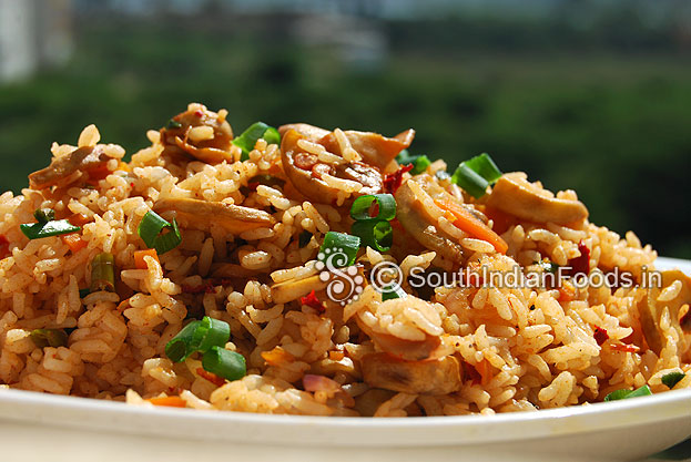 Mushroom kalan fried rice is ready