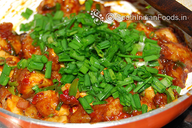 Finally add spring onion cut off heat