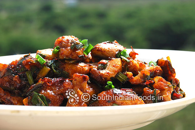 Mushroom [kalan] manchurian is ready serve hot