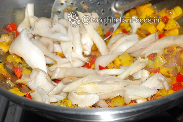 Add mushrooms saute well then add tomato sauce
