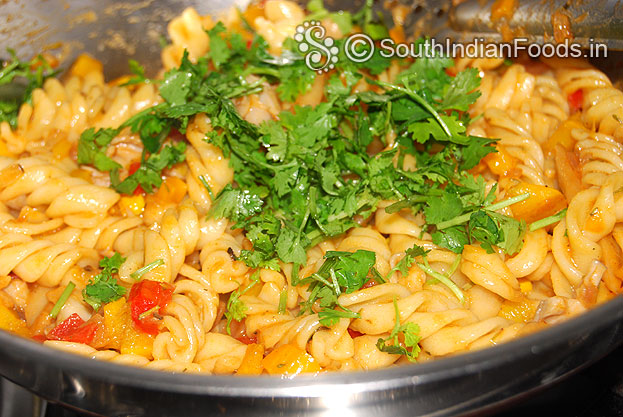 Finally add pepper powder, coriander leaves mix well then cut off heat
