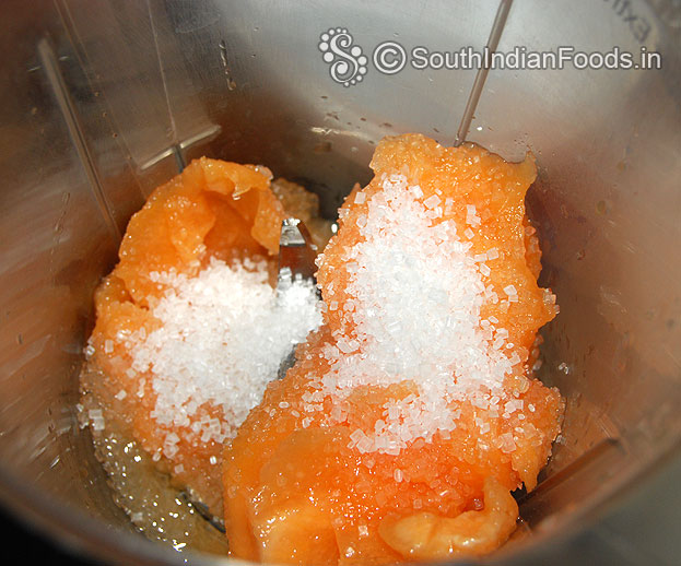 Add sugar, blend till smooth