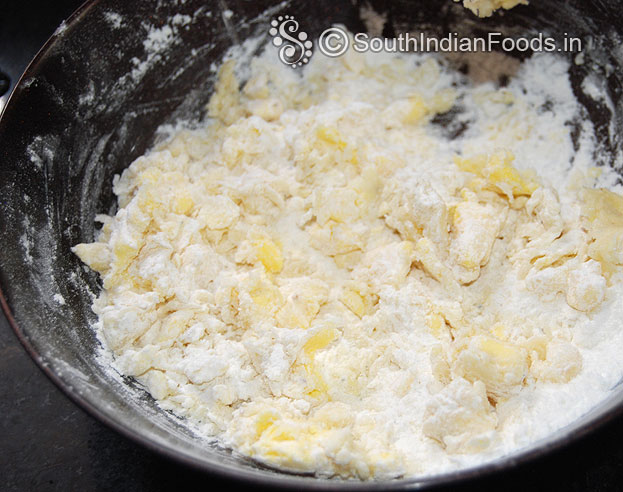 Add water, mix well make semi soft dough