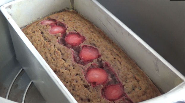 After 45 min, spongy strawberry cake ready