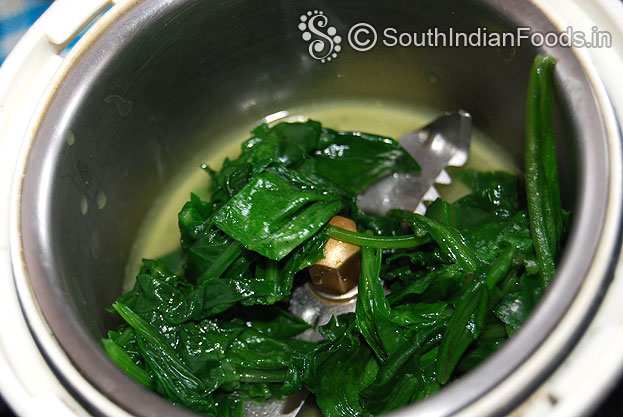 Put spinach in a mixer jar finely grind